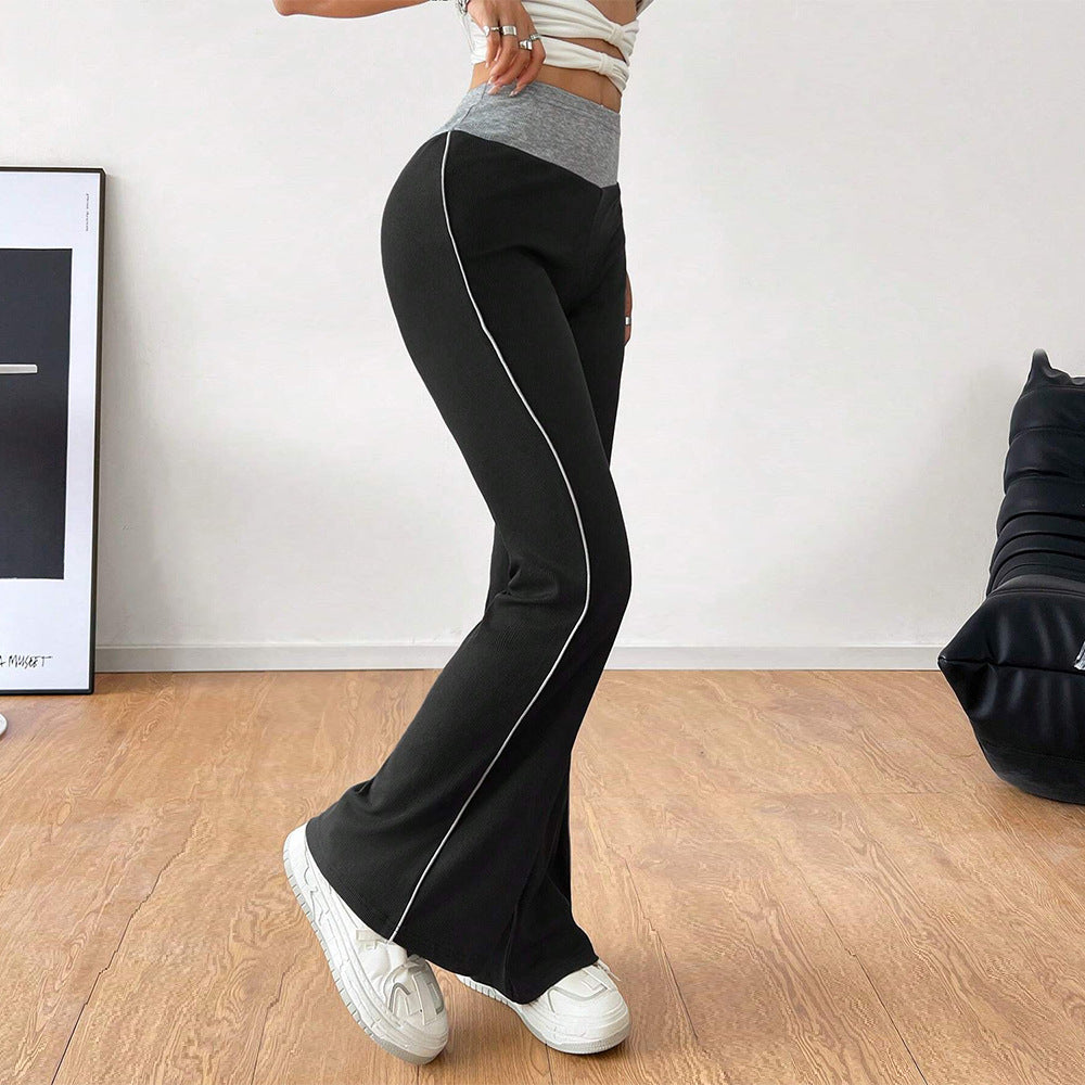 Damen Flared-Hose Hochwerder mit Kontraststreifen