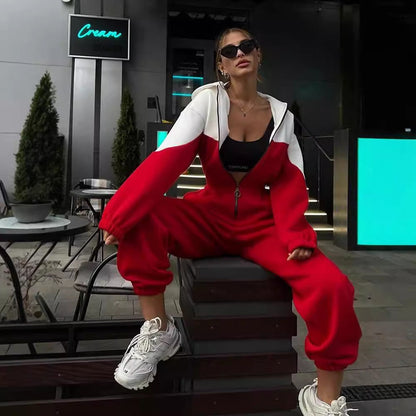 Damen Sport Jogginganzug Farbige Einsätze Eveloria