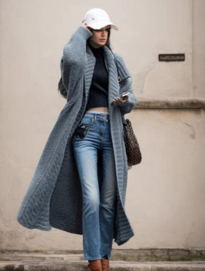Damen Grobstrickmantel Weit Ärmel Modern Eveloria