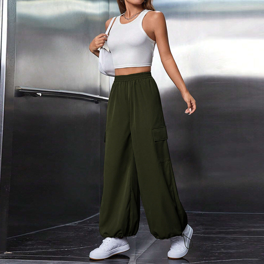 Damen Cargo-Hose Elastischer Bund Weite Beine Eveloria