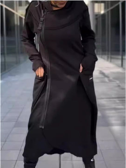 Damen Kapuzenmantel Asymmetrisch Mit Taschen Eveloria