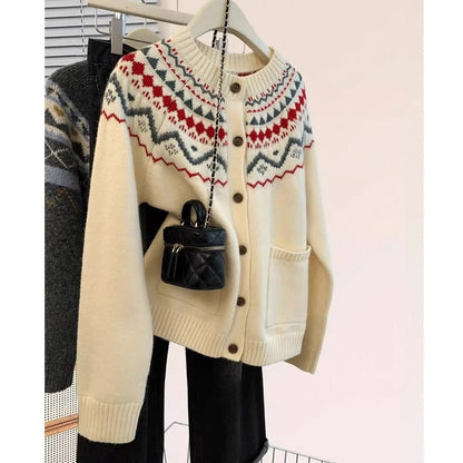 Damen Strickjacke Traditionelles Muster Eveloria - Eveloria