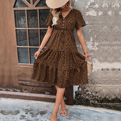 Damen Midi-Kleid Voluminöser Rock Eleganter Bindegürtel Eveloria