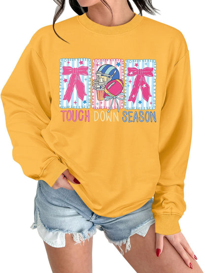 Damen Sweatshirt Football Motiv Lässig Grau Eveloria