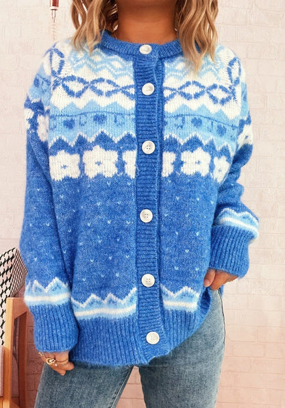 Damen Strickjacke Norwegermuster Kuschelig Eveloria