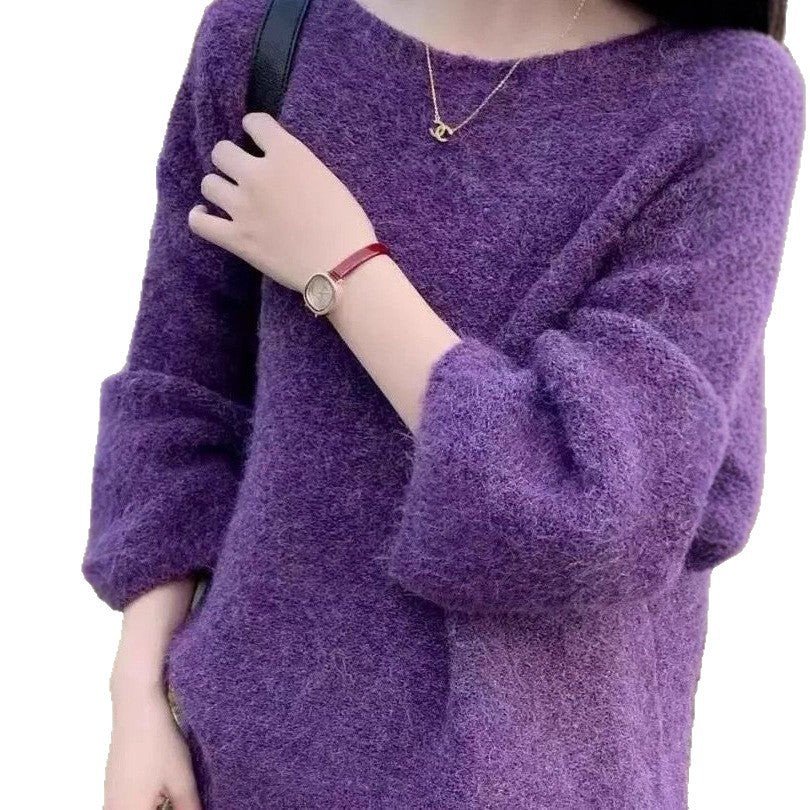 Damen Strickpullover Flauschig Weites Modell Beige