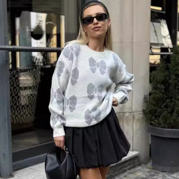 Damen Strickpullover Florales Muster Weiches Material
