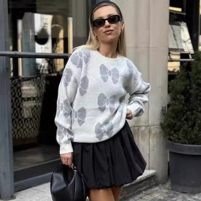 Damen Strickpullover Florales Muster Weiches Material