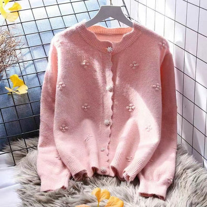 Damen Strickjacke Blumenapplikationen Kuscheljacke Eveloria