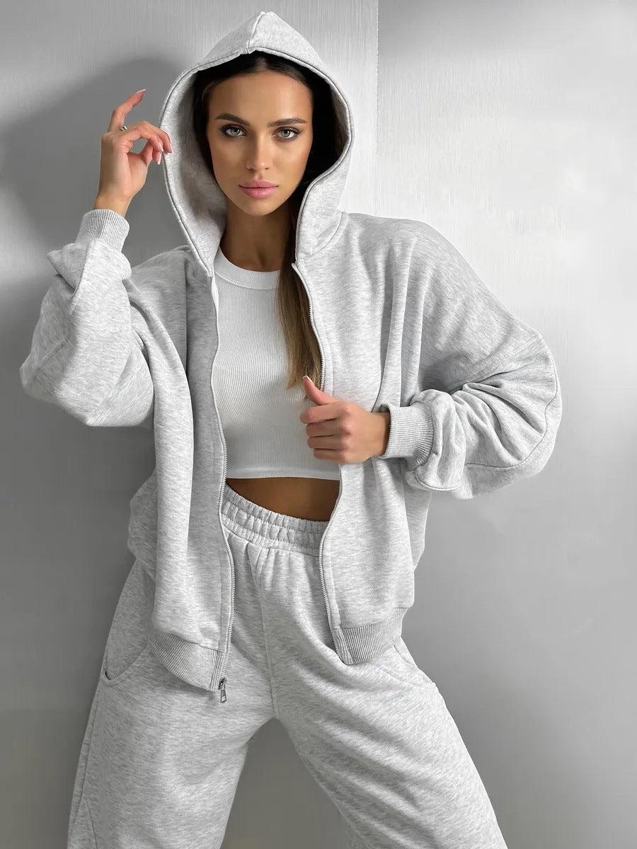 Damen Kapuzenpullover Weites Design Praktische Taschen Beige