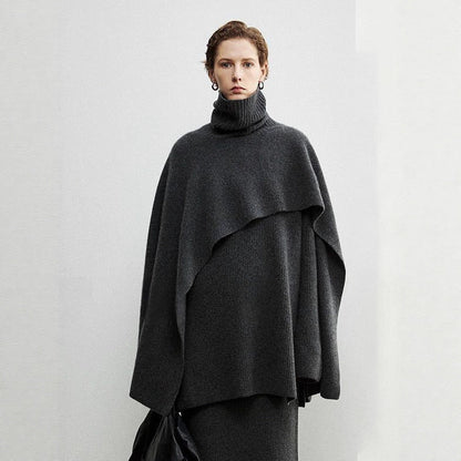 Damen Poncho Extralanger Kragen Modern Eveloria