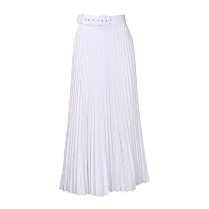 Damen Maxi-Rock Plissee mit Gürtel Eveloria