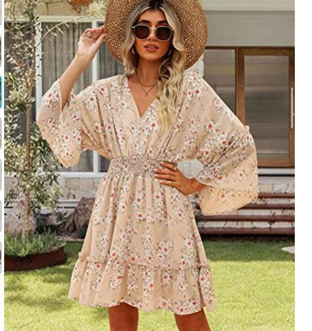 Damen Freizeitkleid Floralmuster Leicht