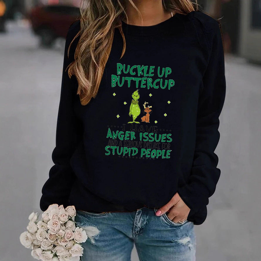 Damen Sweatshirt Humorvolles Design Weich Schwarz - Eveloria