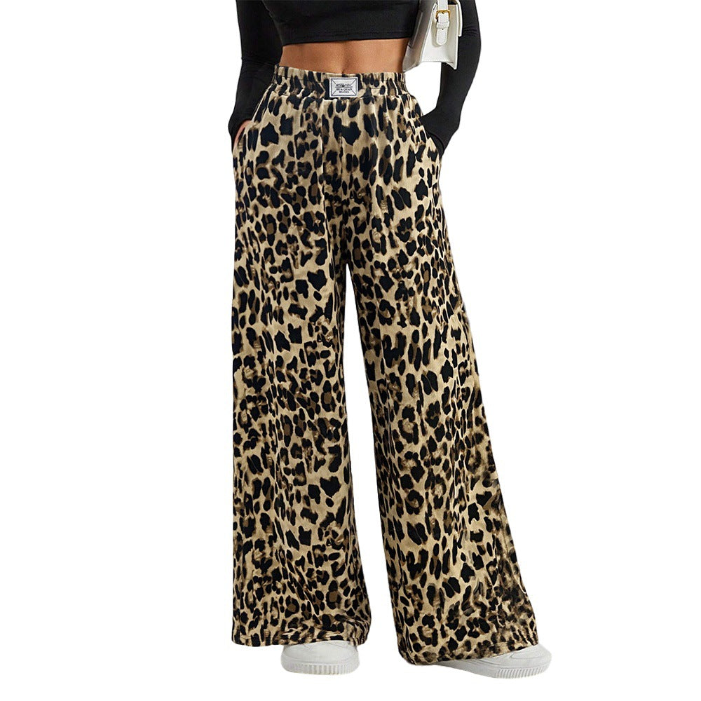 Damen Palazzo-Hose Tierprint Elastikbund