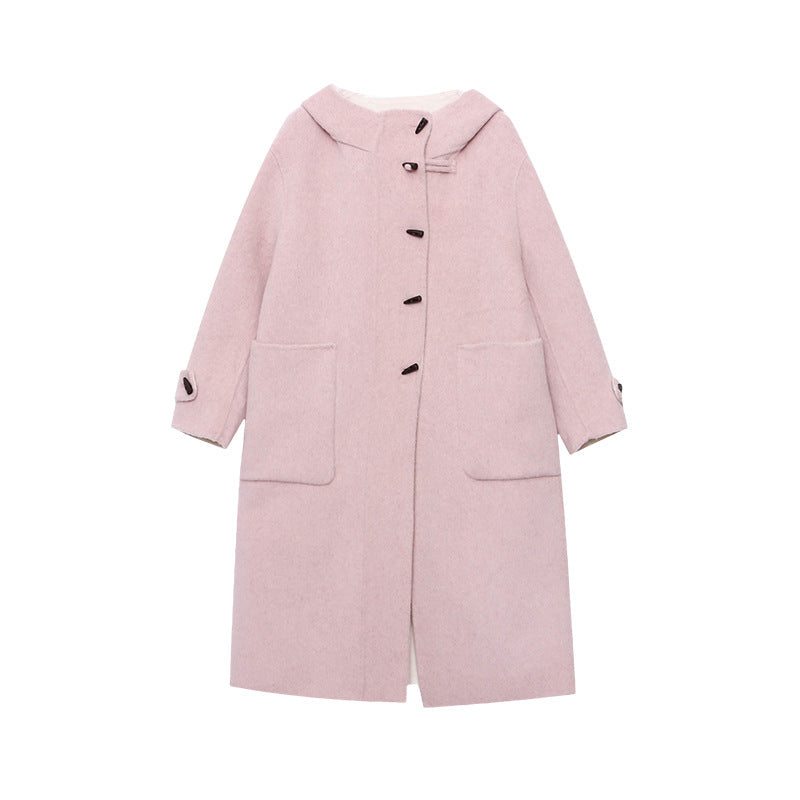 Damen Wollmantel Elegant Hochkragen Knopf Eveloria