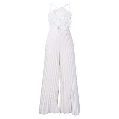 Damen Jumpsuit Plissee-Design Blumenmuster Eveloria