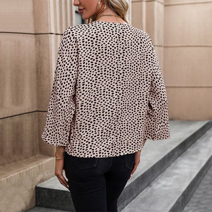 Damen Bluse V-Ausschnitt Animal-Print Modern Eveloria