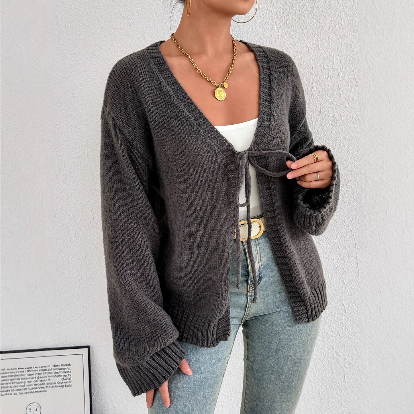 Damen Strickjacke mit Gürtel Eveloria