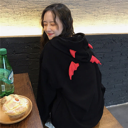 Damen Hoodie Übergröße Flügelapplikationen Eveloria