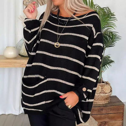 Damen Strickpullover Langärmlig Mit Taschen Beige