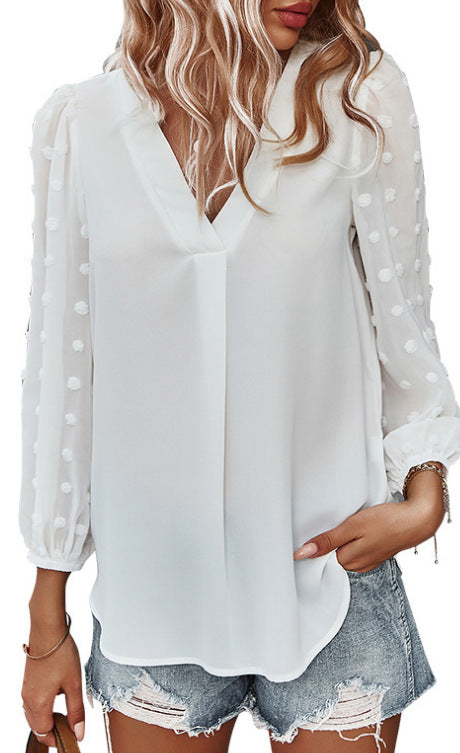 Damen Bluse mit Puffärmeln und Polka Dot Muster
