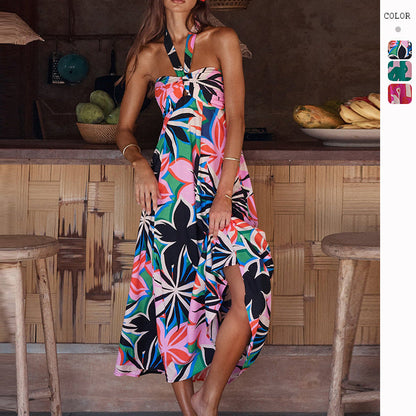 Damen Maxikleid Trägerlos Rundum Stretch Floralmuster - Eveloria