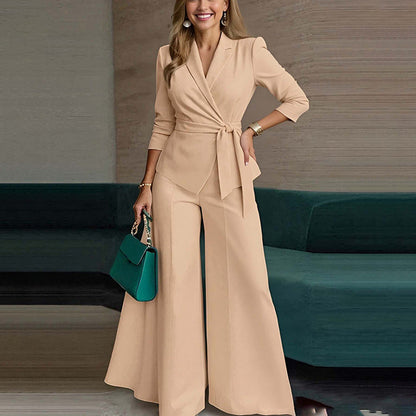 Damen Jumpsuit Tailliert Verknotetes Design Eveloria