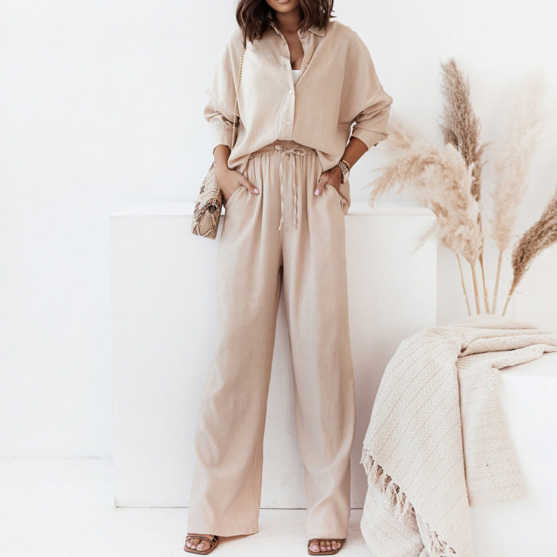 Damen Zweiteiliger Set Weiches Hemd Bequeme Hose Eveloria