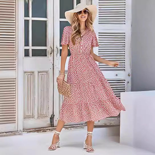 Damen Maxikleid A-Linie Rüschen Eveloria