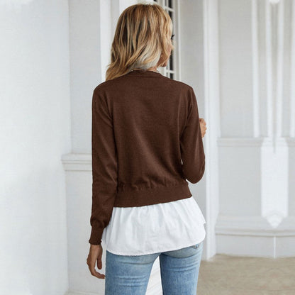 Damen Strickpullover mit Bluse Lässig Eveloria