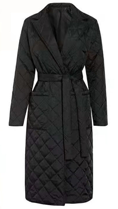Damen Wintermantel Gesteppt Elegant Gürtel Eveloria