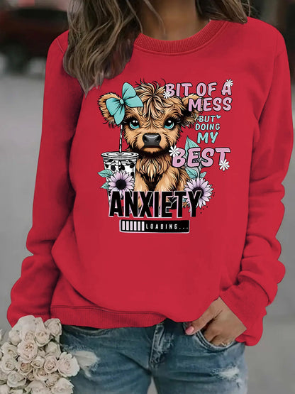 Damen Sweatshirt Hundedesign Weiss