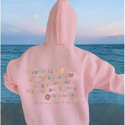 Damen Kapuzenpullover Komfort Passform Motivschriftzug Eveloria