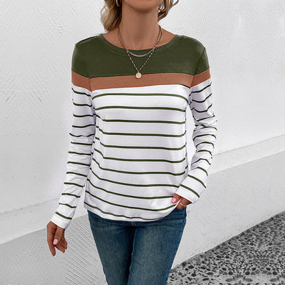 Damen Langarmshirt Streifen Elegant Farbhüpf Design Eveloria
