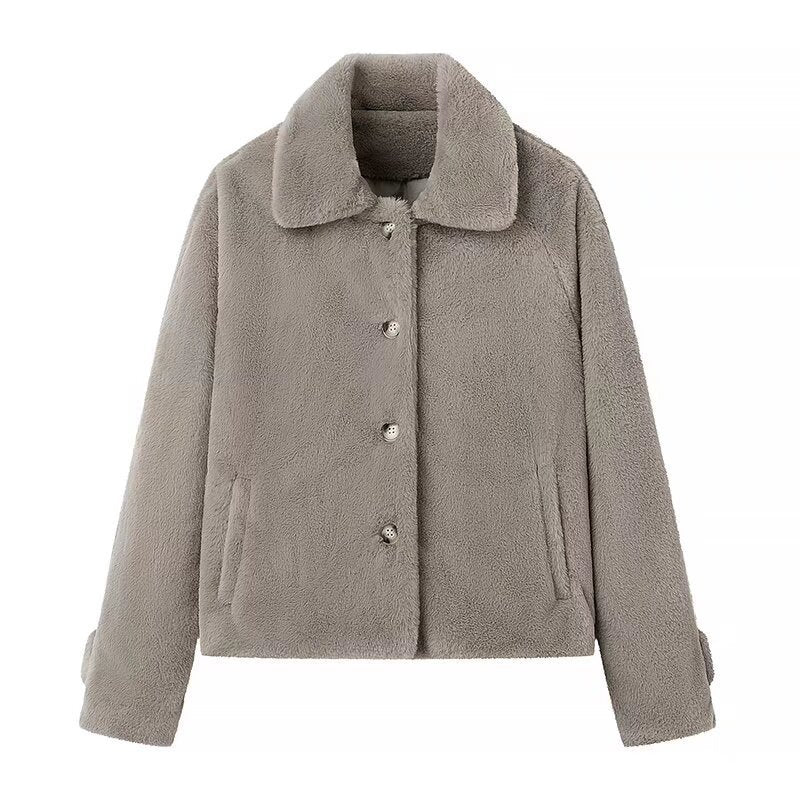 Damen Kuscheljacke Elegant Kragen - Eveloria