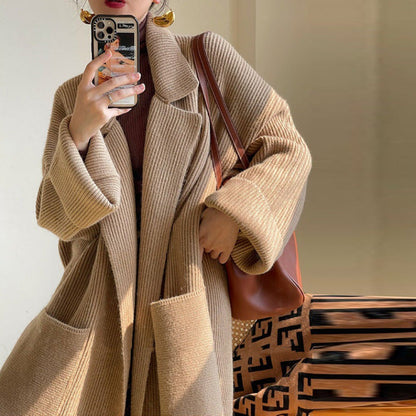 Damen Langstrickjacke Großzügige Taschen Lässiger Schnitt
