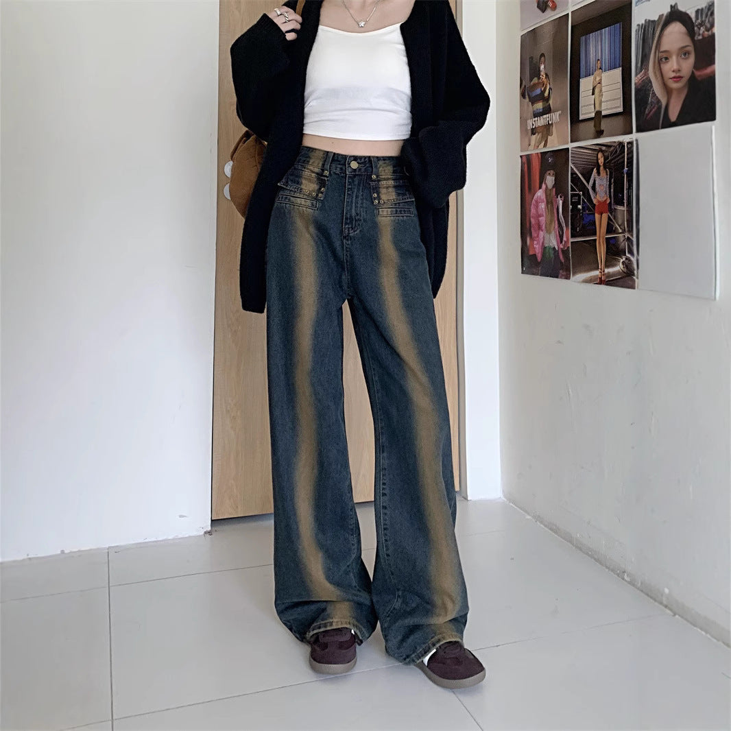 Damen Weite Jeans mit Knopfdesign Eveloria