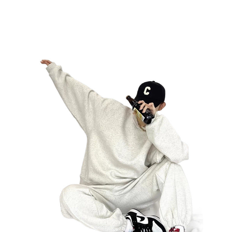 Damen Oversized Sweatshirt Set Jogger Gummibund seitliche Taschen