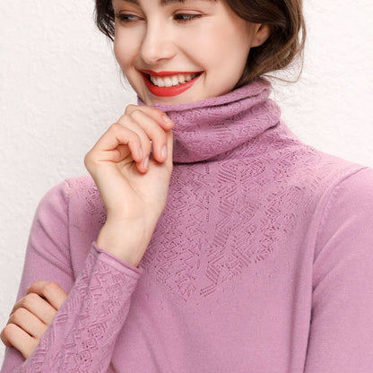 Damen Rollkragenpullover Feines Strukturmuster Eveloria