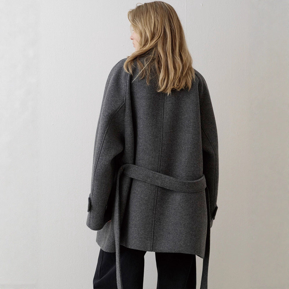 Damen Wollmantel Gesteppt Elegant Kragen Eveloria