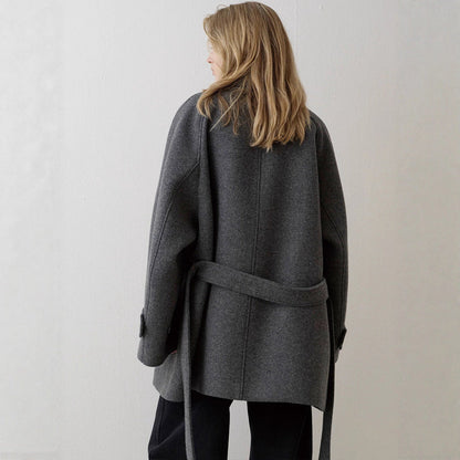 Damen Wollmantel Gesteppt Elegant Kragen Eveloria
