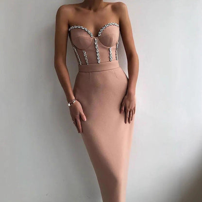 Damen Abendkleid Figurbetont mit Bustier-Optik und