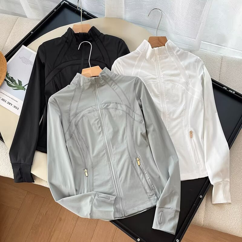 Damen Laufjacke Atmungsaktives Material Hochkragen Eveloria