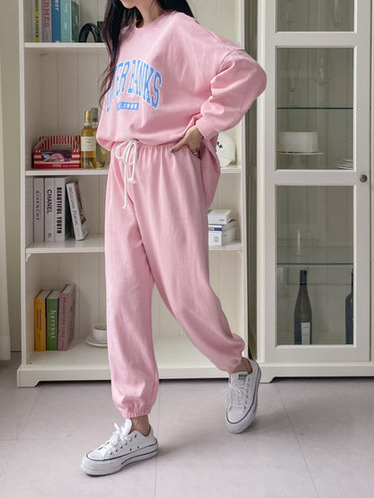 Damen Sweatshirt Jogginghose Set Eingestickt Logo Eveloria