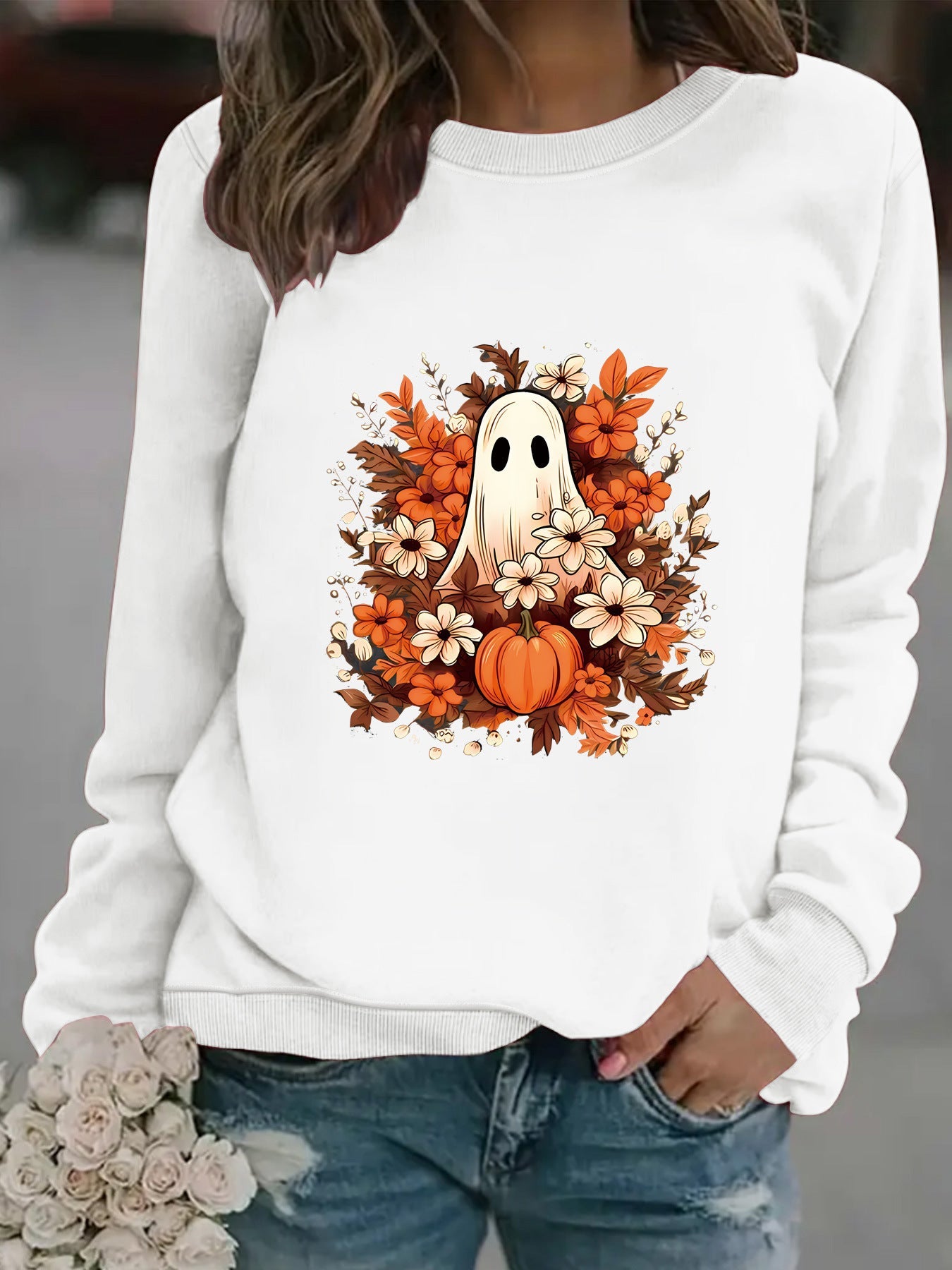 Damen Sweatshirt Herbstmotiv Gruselig Eveloria