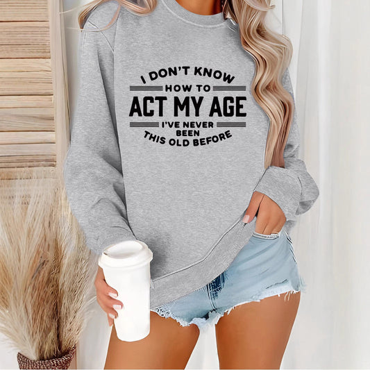 Damen Sweatshirt Lässiger Schnitt Humorvolles Design Grau - Eveloria