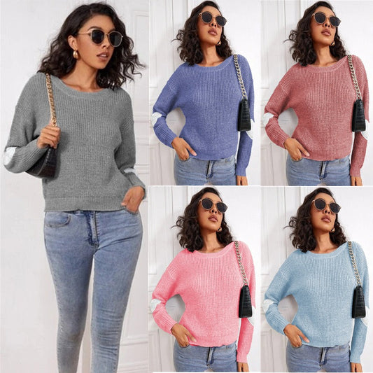 Damen Grobstrickpullover Farbblock-Design Lässig - Eveloria