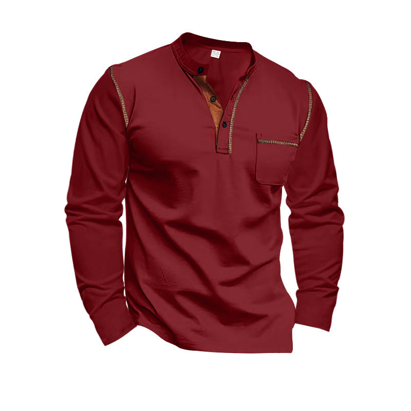 Herren Langarm-Shirt mit Kragen und Brusttasche Eveloria