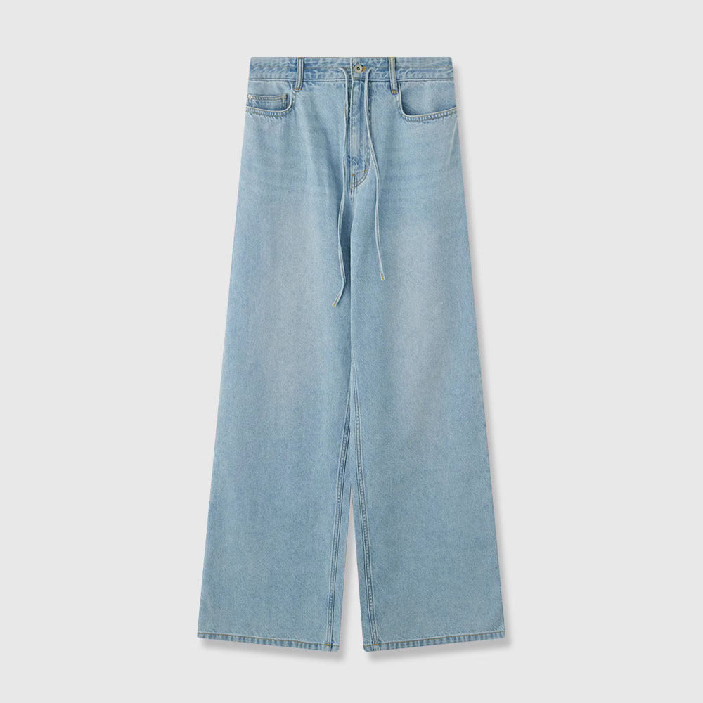Damen Denim-Culotte Weit mit hohem Bund und Gummizug Blau